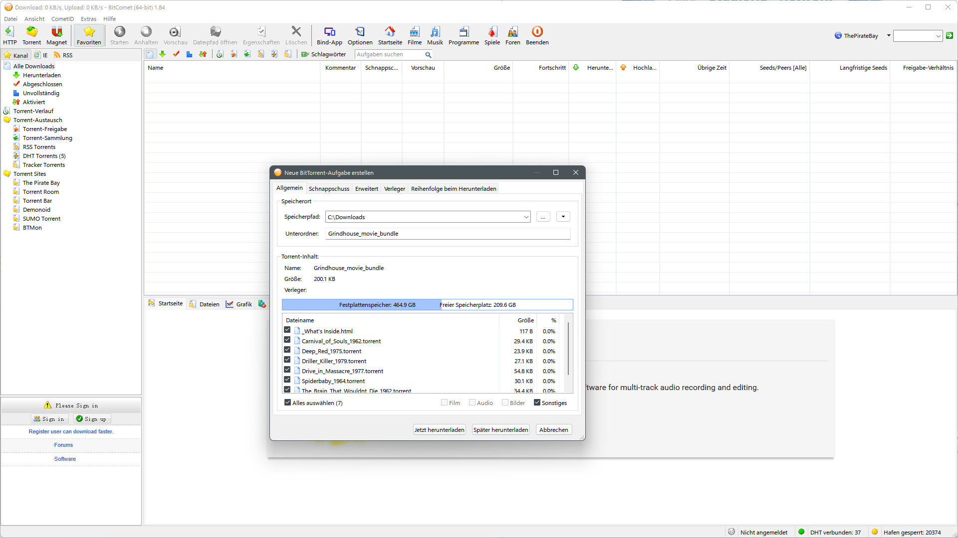 BitComet Download - Umfangreicher BitTorrent-Client