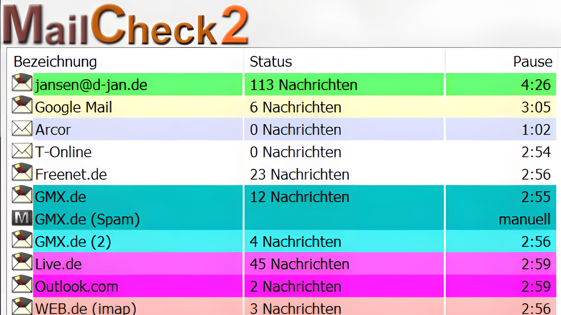 MailCheck Download - Mail-Postfach auf Eingänge prüfen